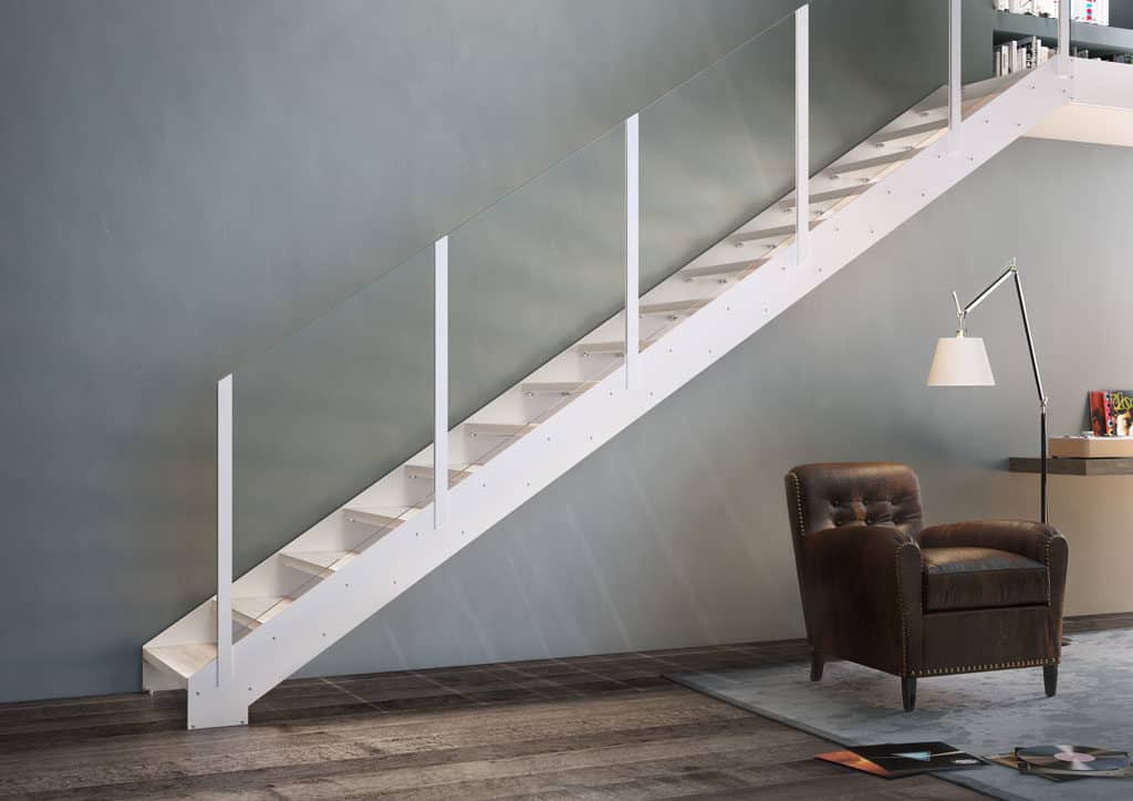 escalier droit contemporain en métal blanc