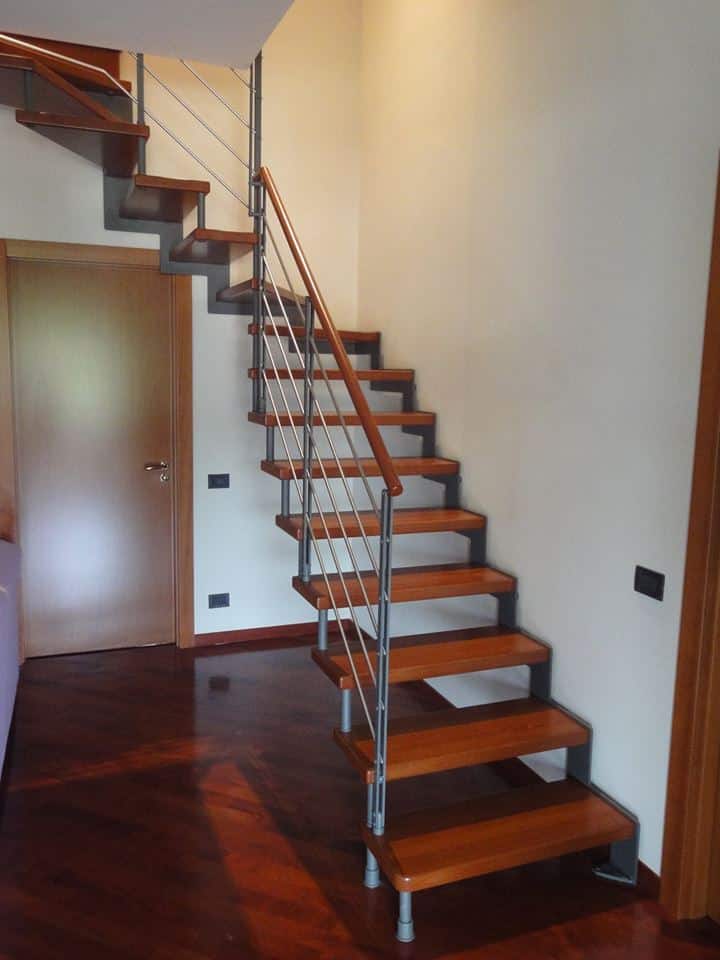 escalier quart tournant en bois et métal